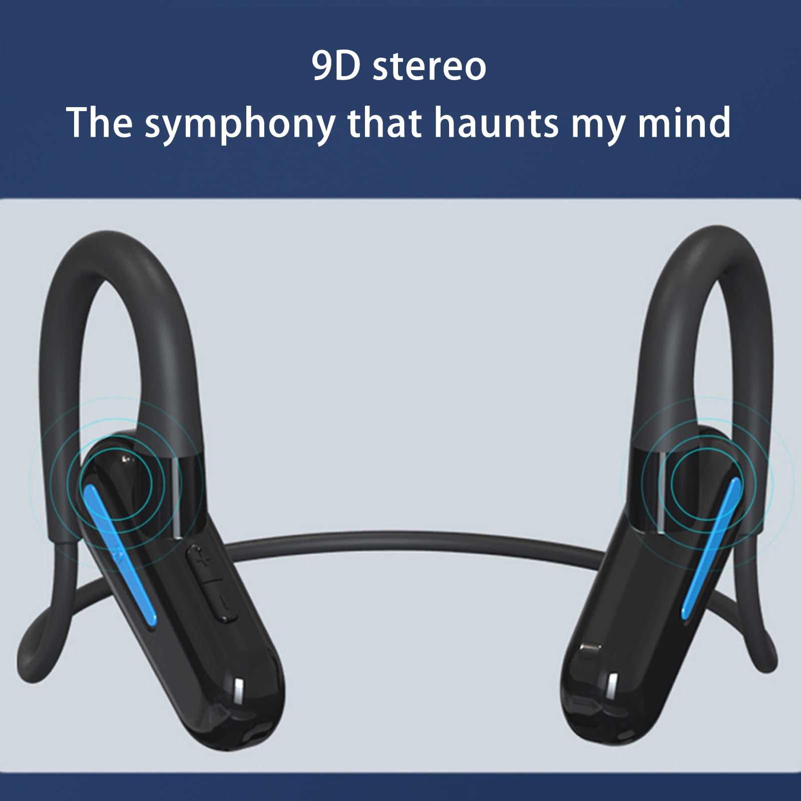 Open Ear Headphones, Bluetooth 5.3 Air Conduction Headphones with Mic Wireless Premium Stereo Sound Earbuds with 40H Playtime & Digital Display, IPX6 Earbuds for Running Fitness(Black)
