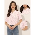 thumbnail image 2 of Blusa Floral De Manga Corta Con Cuello En V Para Mujer Rosa L, 2 of 5