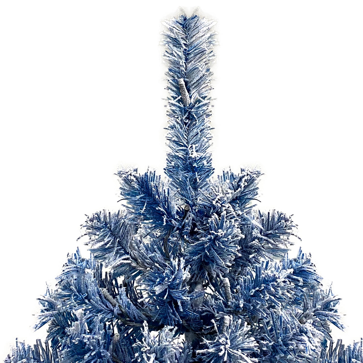 Kadyn 6ft Pre-Lit Artificial Pencil Christmas Tree with Flocked Snow Pre-Strung Lights Xmas Holiday Decoration for Home, Office, Party, Blue