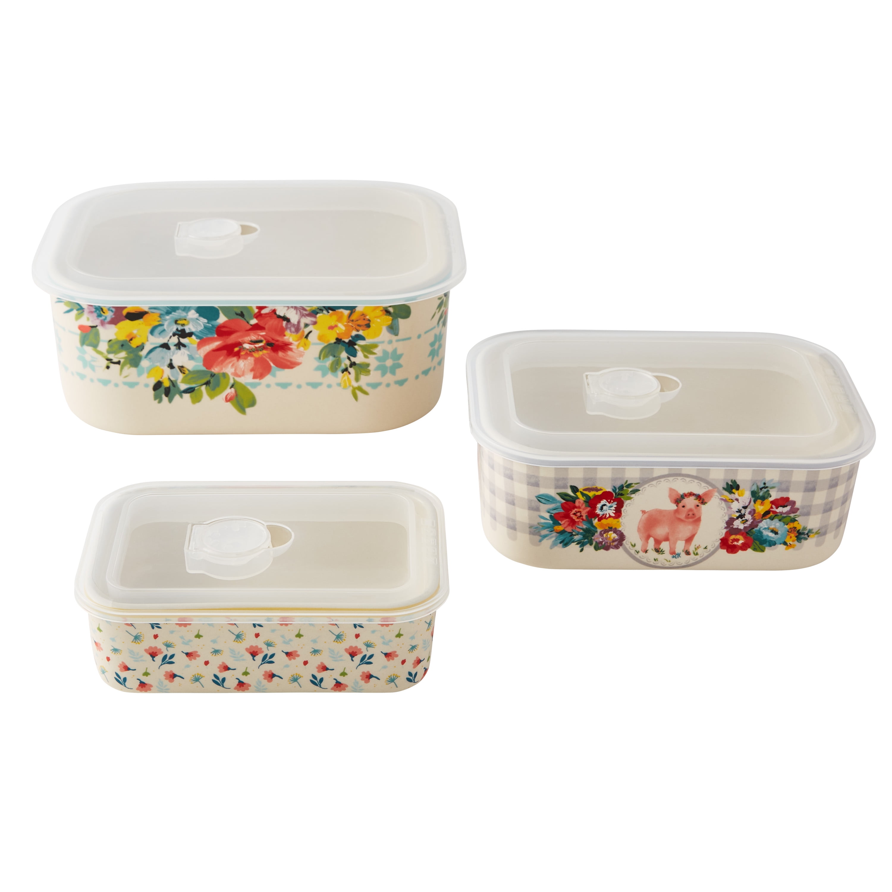 The Pioneer Woman Round Food Box Storage Vent Container 24 oz Bloom Dot 