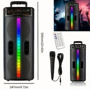 6000W Twin 8-inch Portable Party Stereo Speakers Subwoofer Heavy Bass Sound System Party Speakers And Microphone -AUX/USB