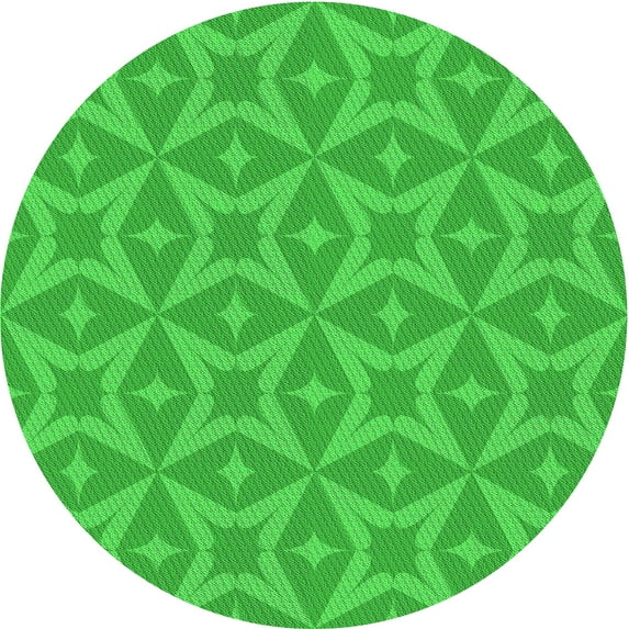 Ahgly Company Indoor Round Patterned Lime Green Area Rugs, 3' Round