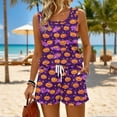 thumbnail image 3 of Halloween Pjs Matching Halloween Pajamas 2 Piece Short Sets for Women Womens Lounge Set Women's Halloween Pajamas Sleeveless Halloween Pajamas Set Funny PJS Pant Matching, Dark Purple, S, 3 of 6