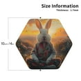thumbnail image 2 of Honeii Flower Meditating Rabbit print Leather Coaster Set of 4, ideal for safeguarding your furniture from drinks spills and effortless cleanup-Hexagon, 2 of 6