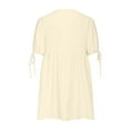 thumbnail image 5 of Sakmal Summer Dresses for Women 2024 Trendy Mini V-Neck White Cotton and Linen Short Sleeve Solid Pleated A-Line Dress, 5 of 6