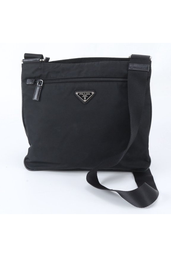 Pre-Owned Prada Tessuto Nylon Triangle Logo Leather Shoulder Bag Messenger for Men