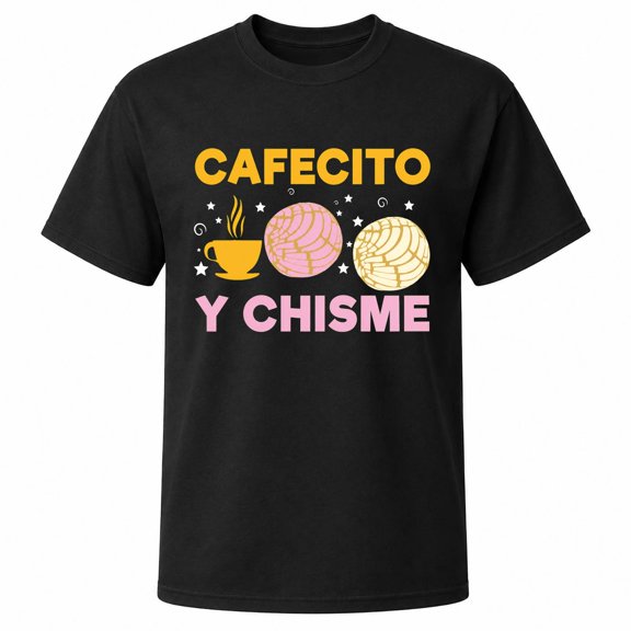 Cafecito y Chisme Coffee and Concha Graphic T-Shirt, Unisex Classic Fit, 180 GSM, Front Print