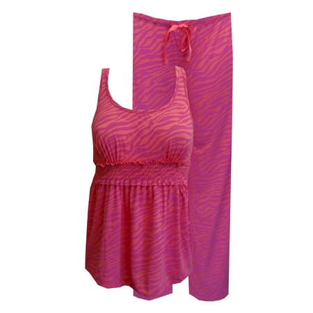 

Sweet Women s Zebra Stripes Coral and Hot Pink Babydoll Pajama
