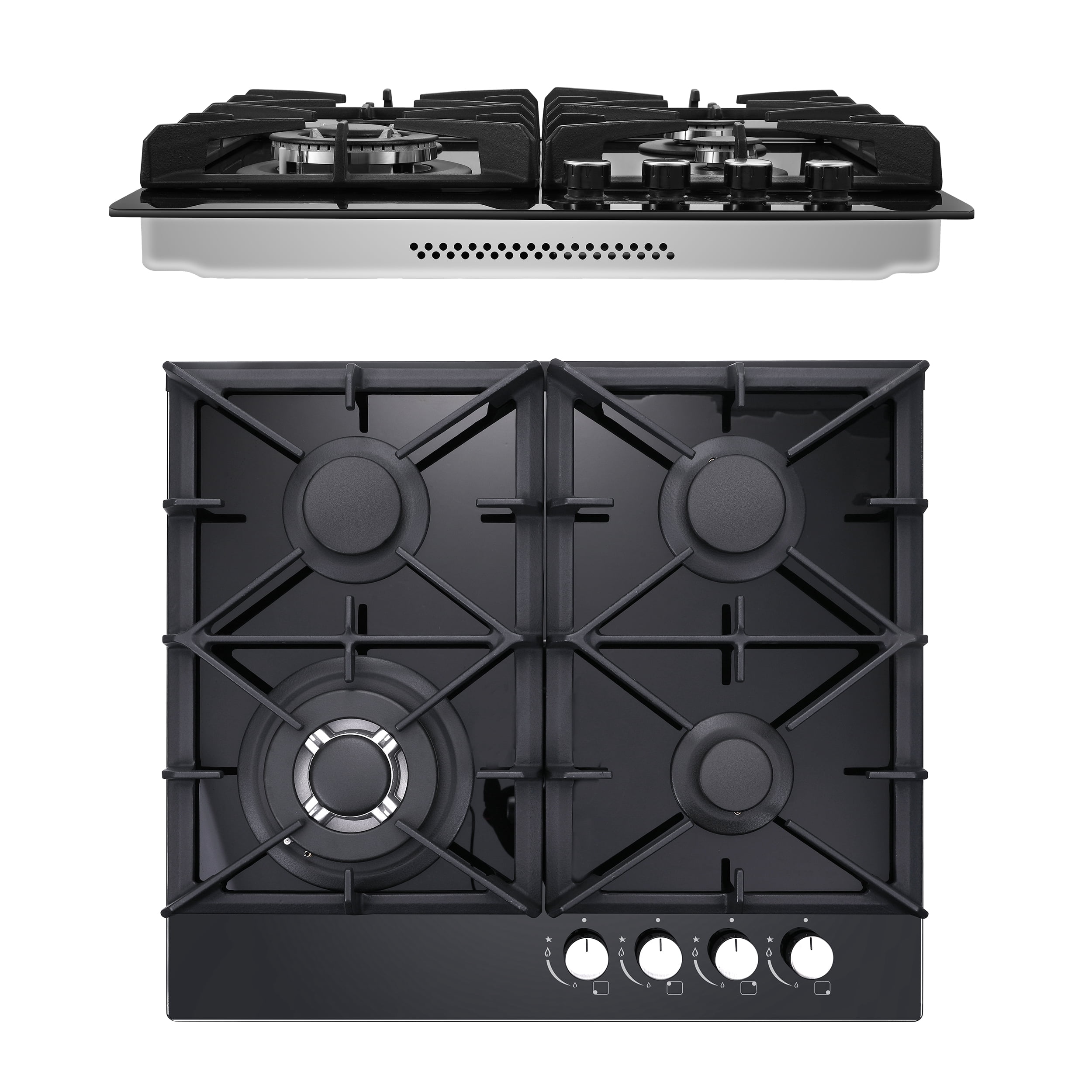 Eascookchef 24 Inch Gas Cooktop with 4 Burners, Tempered Glass, Natural Gas / LPG Convertible