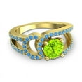 thumbnail image 5 of Diamond-Capitals 2.50 Carat Round Cut Peridot & Blue Topaz Gemstone Fancy Engagement Ring for Girls 14K Yellow Gold Size 6, 5 of 8