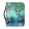 thumbnail image 1 of Xoenoiee Retro Floral Hummingbird Pattern Faux Leather Bible Cover for Men Boys Women Girls Christian Bible Case with Handle Carrying Book Case Protector Bible Tote Handbag Gifts, XL, 1 of 7
