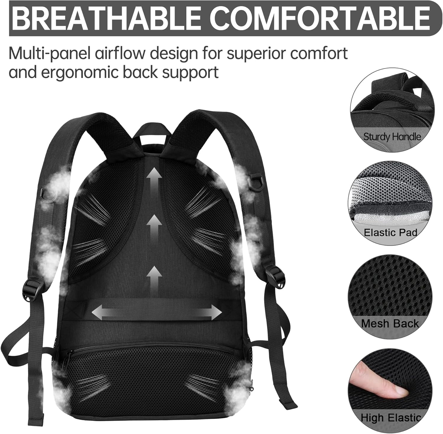 GlneYos Travel Laptop Backpack for Men,Business Backpack with Usb Charging Port, 17.3 inch Extra Large  waterproof Lightweight College Computer Bag,Black