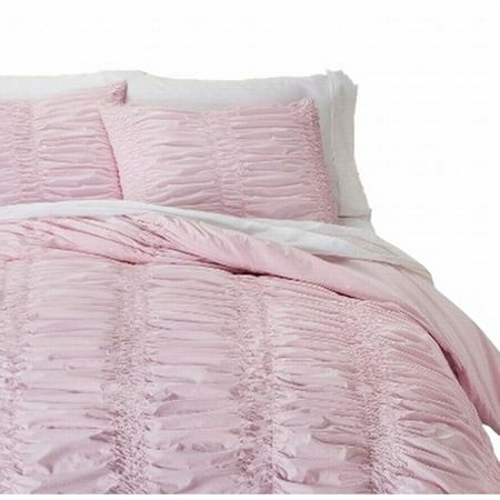 Simply Shabby Chic Pink Ruched 3 Pc Duvet Cover Set King Size