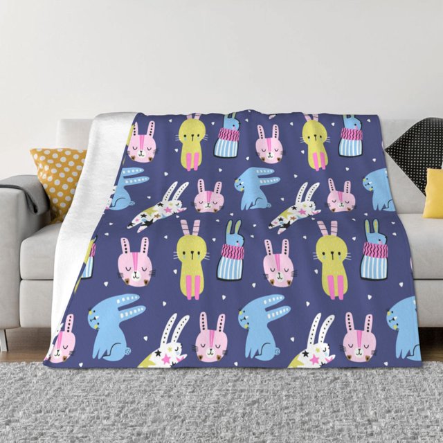 Balery Cartoon Rabbit Manta de Franela con Dibujo, Lujo Ultra Suave y Cálido, Antipelusa y Resistente a las Arrugas para Cama, Sofá, Camping -40"x30"