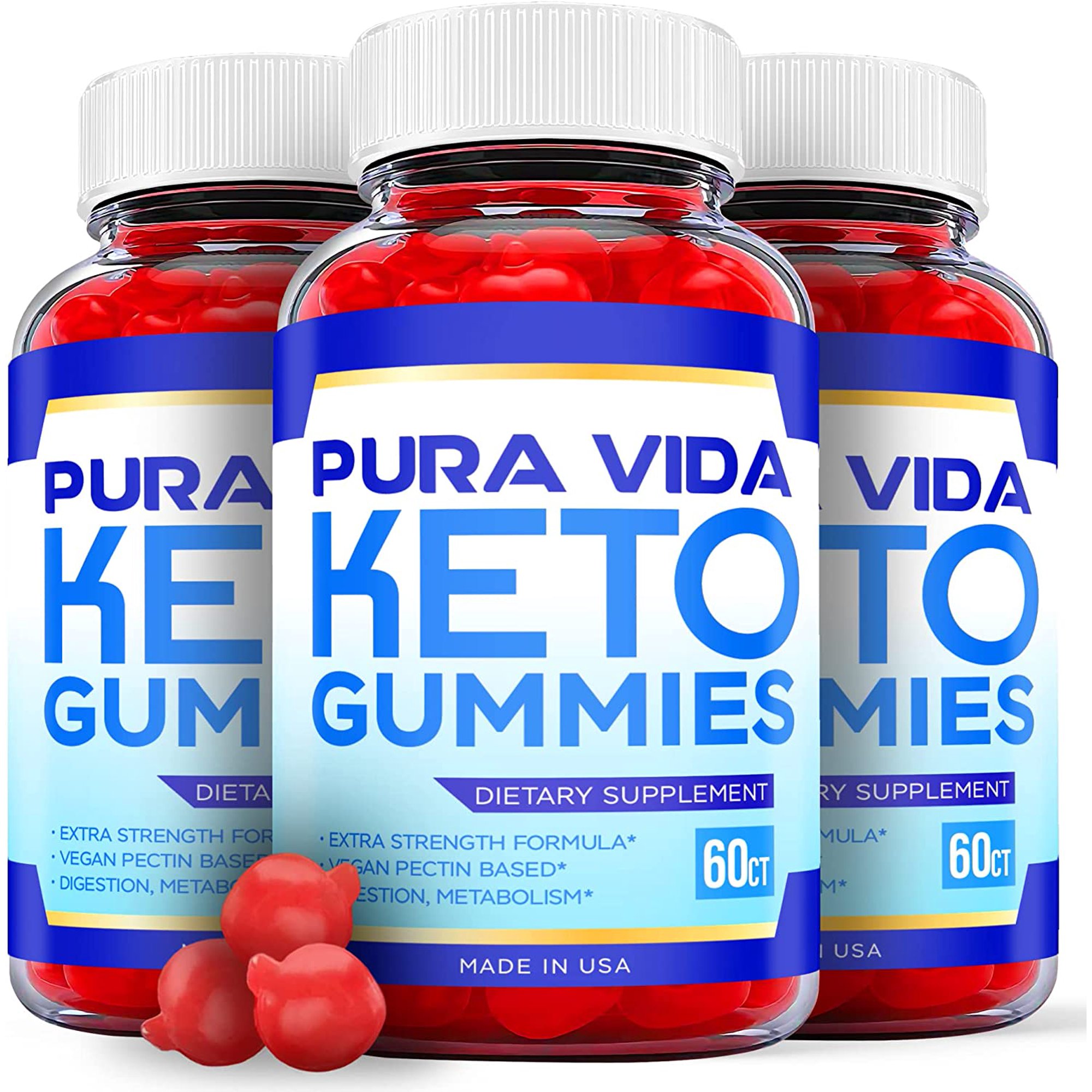 (3 Pack) Pura Vida Keto ACV Gummies - Supplement for Weight Loss - Energy & Focus Boosting Dietary Supplements for Weight Management & Metabolism - Fat Burn - 180 Gummies