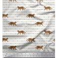 thumbnail image 1 of Soimoi Brown Georgette Viscose Fabric Dot & Cat Animal Print Fabric by the Yard 42 Inch Wide, 1 of 3
