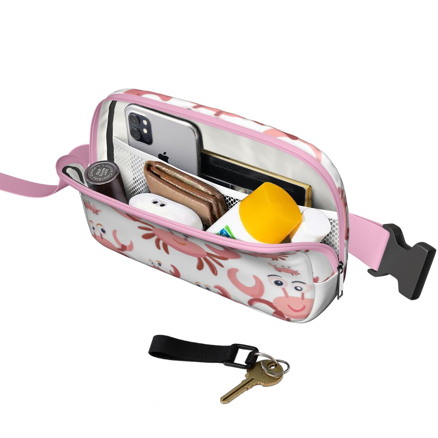 Waist Packs Bag Marine Adorable Crab Waist Bag Running Belt Bag for Jogging for Women Casual Waist Packs with Adjustable Strap Waterproof Belt Bag for Workout Running Travelling