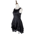 thumbnail image 4 of S/M Fit Black Multilayered Flared Uneven Hem Boat Neck Dress, 4 of 4