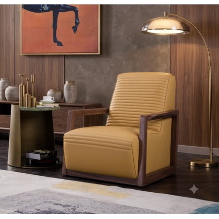 American Eagle EK-CH05-YO Modern Chic Yellow Leather Accent Chair