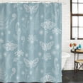 thumbnail image 2 of Blue Butterfly Botanical Bathroom Shower Curtains with 12 Hooks Polyester Waterproof Shower Curtain for Stalls and Bathtubs Summer Plants Line Art Decorative Bathroom Privacy Curtain 36x78 Inches, 2 of 9