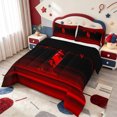 thumbnail image 2 of meiyoeat Red Black Monogram L Queen Comforter Set For Boys,Gradient Initial Print Comforter Sets Queen,Black Reversible,3Pcs,1 Comforter And 2 Pillowcases, 2 of 7
