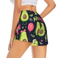 thumbnail image 2 of Uemuo Avocado Love Pattern Women's Athletic Shorts High Waisted Running Shorts with Liner Pockets Gym Elastic Workout Shorts-Small, 2 of 9