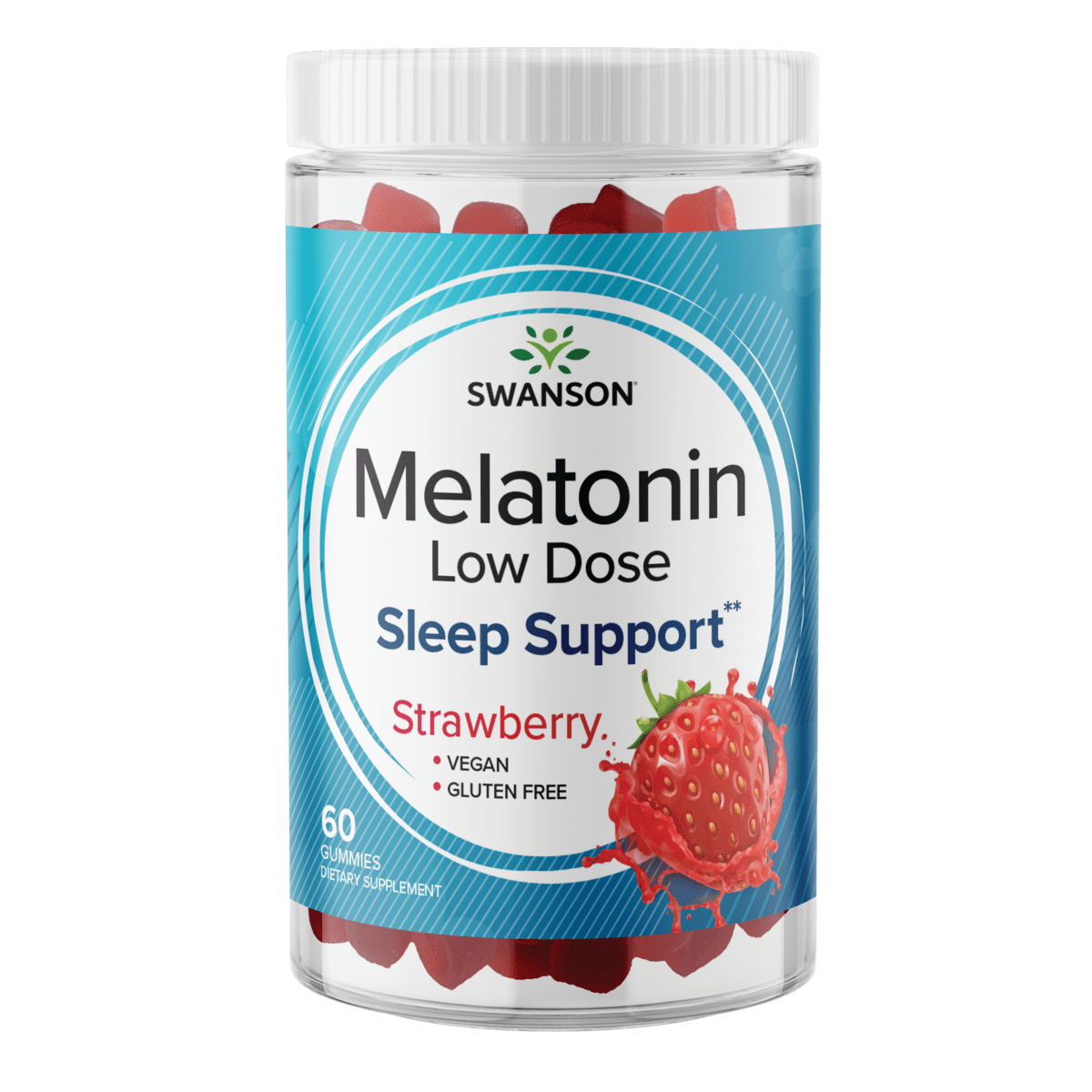 Swanson Melatonin Low Dose Gummies - Strawberry 1 mg 60 Gummies