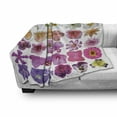 thumbnail image 3 of Flower Soft Flannel Fleece Blanket, Pattern of Various Vase Flowers Petunia Botanic Wild Orchid Floral Nature Art, Cozy Plush for Indoor and Outdoor Use, 60" x 80", White Lilac Pink, by Ambesonne, 3 of 6