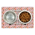 thumbnail image 1 of Floral Pet Mat for Food and Water, Retro Style Designed Flowers in Dotted and Halftone Pattern Art Print, Non-Slip Rubber Mat for Dogs and Cats, 18" X 12", by Ambesonne, 1 of 2