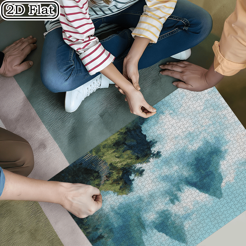 A Box of (1000pcs) Puzzles, with Yunjie Mountain Pavilion Design, High Difficulty, Suitable, Family Entertainment, Home Decoration. 29.4*19.6 in