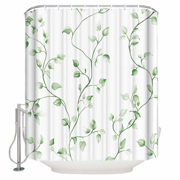72x78 Inch Shower Curtain Sage Green Leaves Bathroom Decor Waterproof Fabric Bathtub Bath Curtains Decorative Spring Watercolor Botanical Branches Extra Long Shower Curtain Set with Hooks