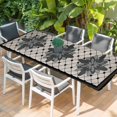 thumbnail image 2 of Retro Flowers Table Cloths for 8 Foot Rectangle Tables, Boho Ethnic Retro Abstract Florals Grid Patio Waterproof Elastic Fitted Tablecloths, Washable Rectangular Table Cover for Camping, 2 of 8