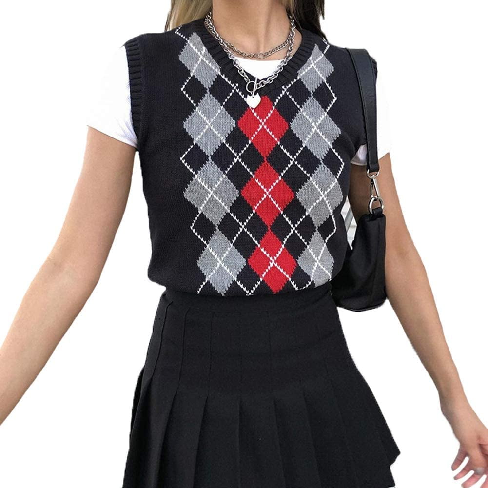 argyle sleeveless sweater