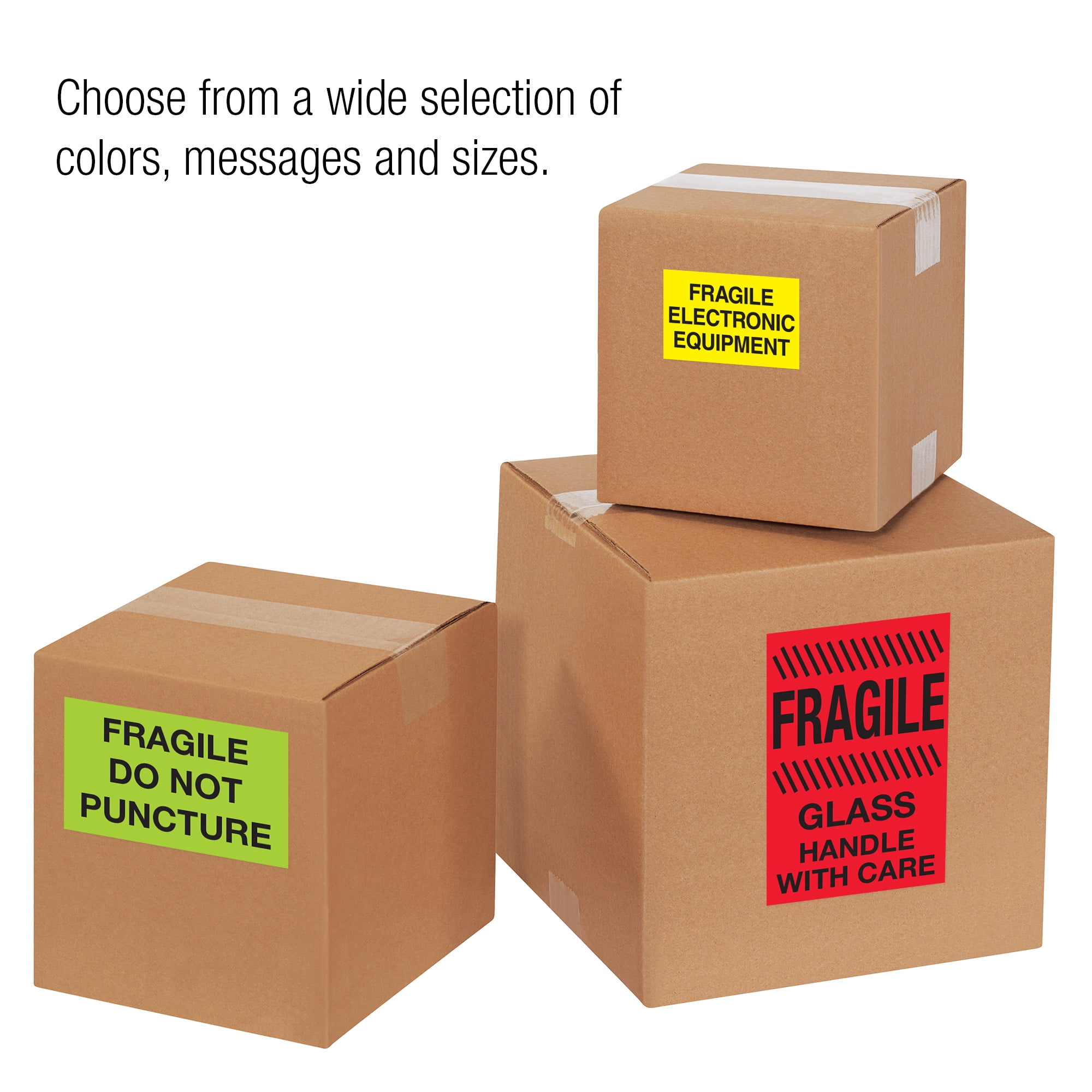 Tape Logic® Preprinted Special Handling Labels, DL1197, Fragile Do Not Puncture, Rectangle, 3" x 5", Fluorescent Green, Roll Of 500