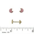 thumbnail image 2 of 18K Solid Yellow Gold Small Pink enamel Half Moon Covered Screwback Earrings, 2 of 3