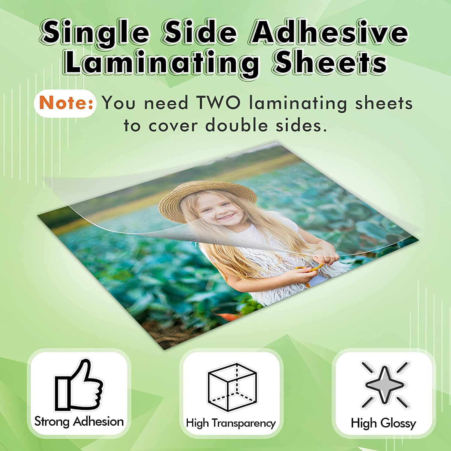 Clear Self-Adhesive Laminating Sheets, 3 mil, 9 x 12, Matte Clear, 50/Box