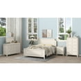 thumbnail image 1 of 6 Pieces Bedroom Sets Milky White Solid Rubber Wood Queen Size Platform Bed with Nightstand*2, Chest, Mirror and Dresser, 1 of 9
