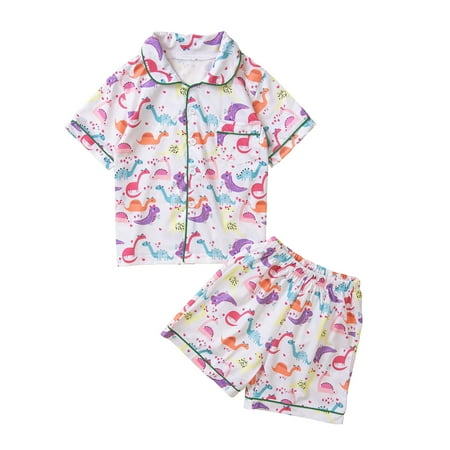 

ZMHEGW Toddler Outfits For Girl S Kids Boys Cute Cartoon Prints Short Sleeve Top Short Pants 2Pcs Pajamas Sleepwear Set