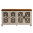 thumbnail image 5 of GZXS 59" Vintage Sideboard Cabinet, 4-Door Glass Storage Cabinet with Adjustable Shelves, Wooden Buffet Cabinet for Living Room, Dining Room (Beige+Brown), 5 of 10