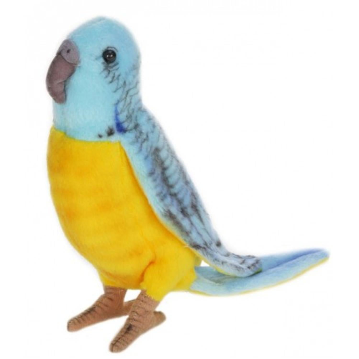 Set of 4 LifeLike Handcrafted Extra Plush Blue & Yellow Parakeet
