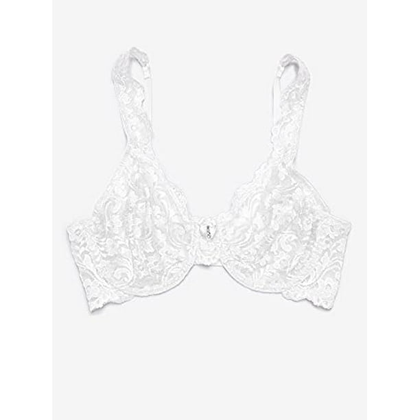 Smart & Sexy Women's Plus Size Signature Lace Unlined Underwire Bra  with Added Support, White, 38C 