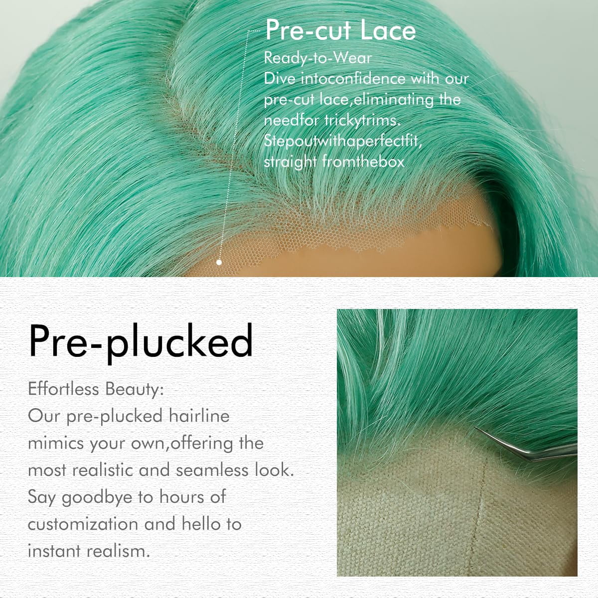 Body Wave Mint Green 13x4 Lace Front Wigs Human Hair 200 Density Pre Plucked Pre Cut UHD Lace Glueless Wig Colored Brazilian Virgin Hair Wigs For Black Women 24 inches