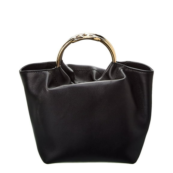 Valentino VLogo Leather Bucket Bag, Black