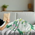 thumbnail image 3 of Celtic Soft Flannel Fleece Throw Blanket, 3 Legged Macro Single Celtic Form with Curved Lines Extending from Centre Print, Cozy Plush for Indoor and Outdoor Use, 50" x 70", Green Pink, by Ambesonne, 3 of 5