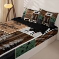thumbnail image 3 of Erosebridal Rustic Cabin Pattern Zipper Twin Comforter Sets with Fitted Sheet and 2 Pillowcases,Wildlife Silhouette Print Zipper Bedding Set,Brown Black Sage Green,Black Reversible, 3 of 6