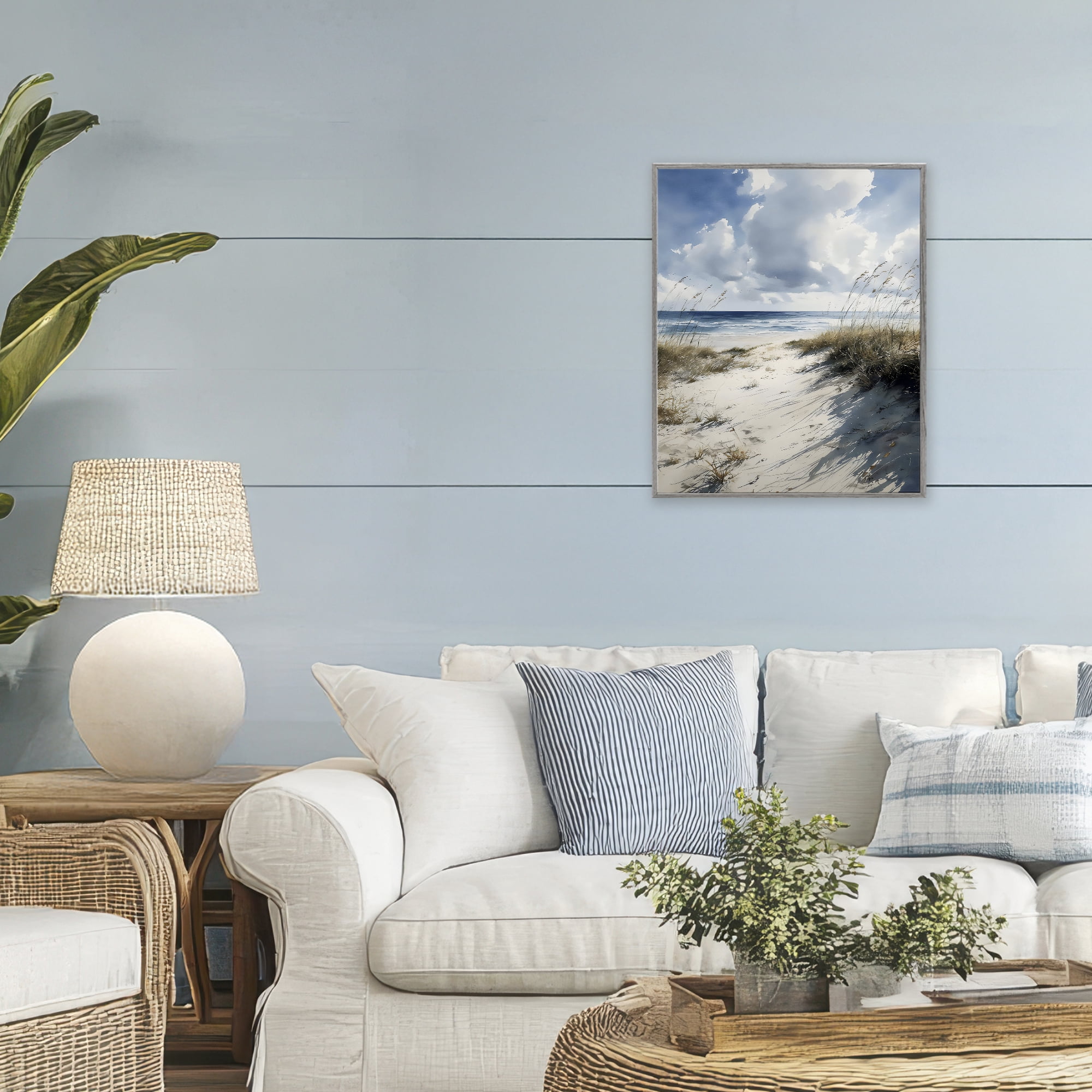 Stupell Industries Dune Beach at Midday Gray Framed Giclee Art, design by Franklyn Gregory