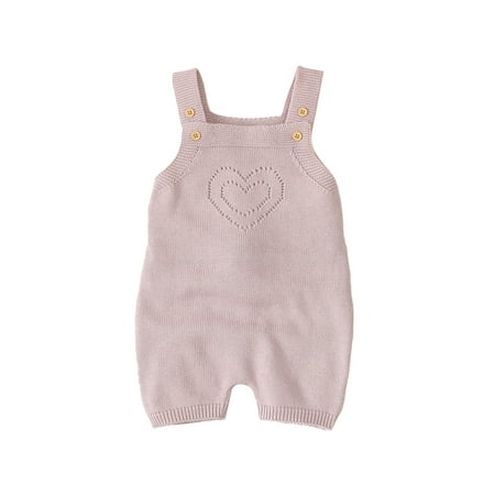 

Frobukio Baby s Knitted Sling Romper Contrast Color Cute Cartoon Sleeveless Infant Boy Girl Playsuit