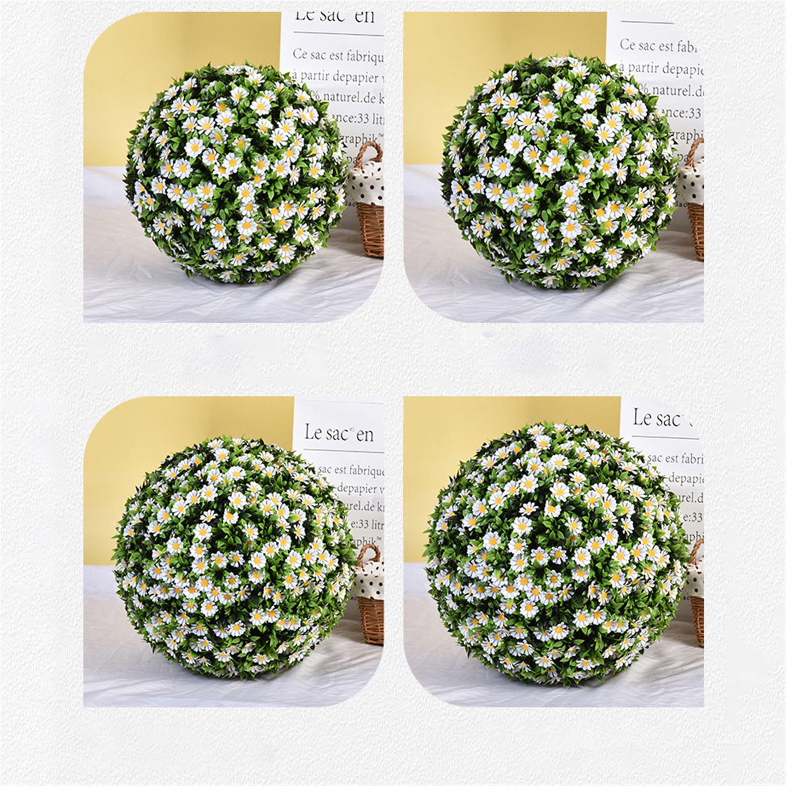 Yuoaen Household Imitation, White Flower Ball Outer Diameter 45Cm, Artificial, 2*Hemisphere, Clearance Sale