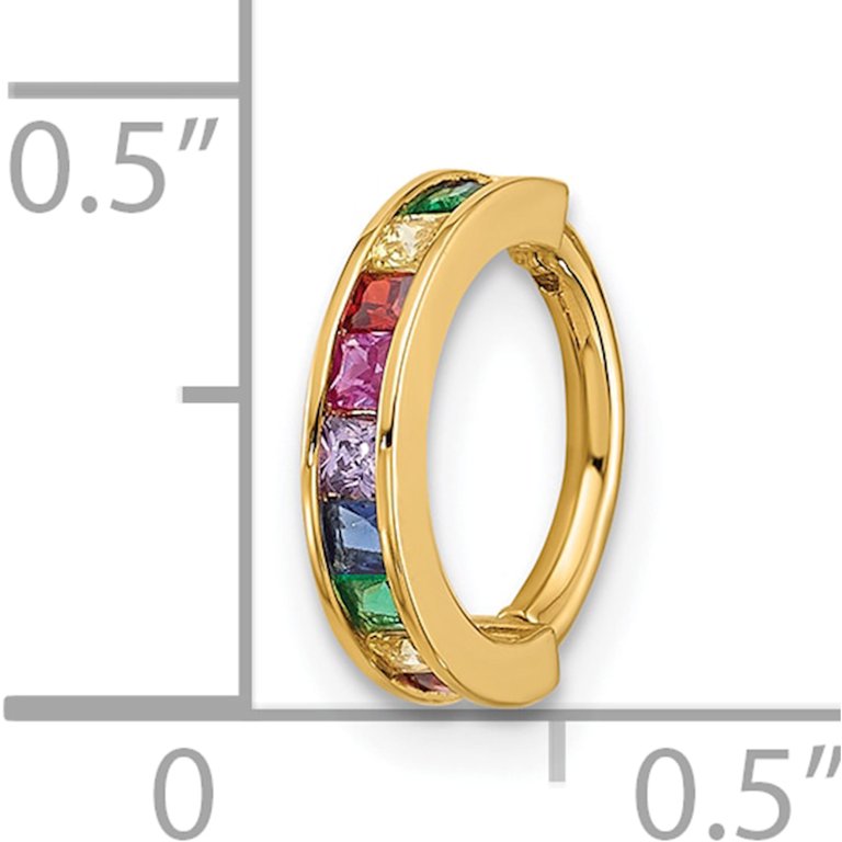 14k Gold 16 Gauge Polished Rainbow CZ Hinged Cartilage Ring 14k Gold 16 Gauge Polished Rainbow CZ Hinged Cartilage Ring