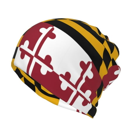 Womens Maryland-Flag Pattern Slouchy Beanie Cap Headwear Hat Turban